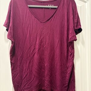 Ann Taylor Rich Burgundy Short Sleeve Top
